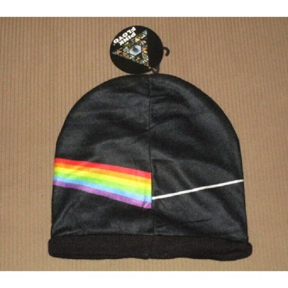 New Dark Side of the Moon Pink Floyd Hat Adult Beanie Prism Winter Black Soft - Picture 3 of 3